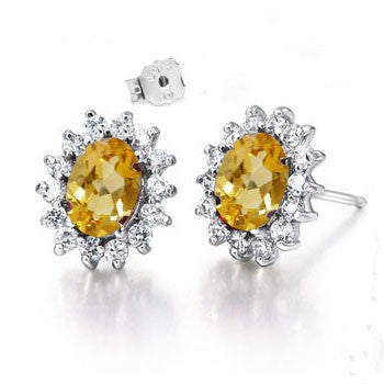 925 Silver Gold Plated Citrine Earrings for Women