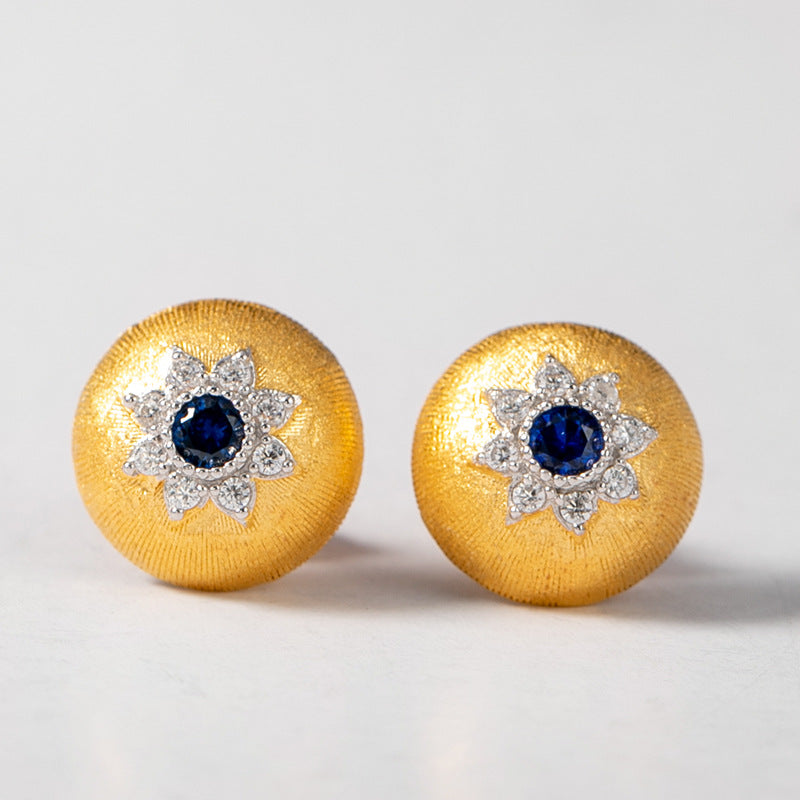 Two-tone Gold-plated Zircon Inlaid Earrings For Women