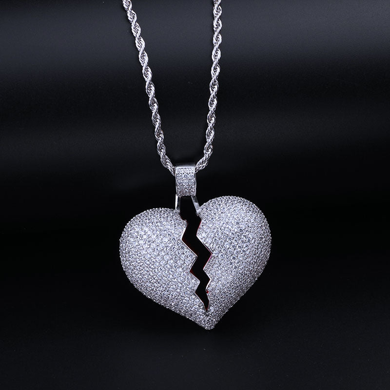 Big Broken Heart Pendant Necklace