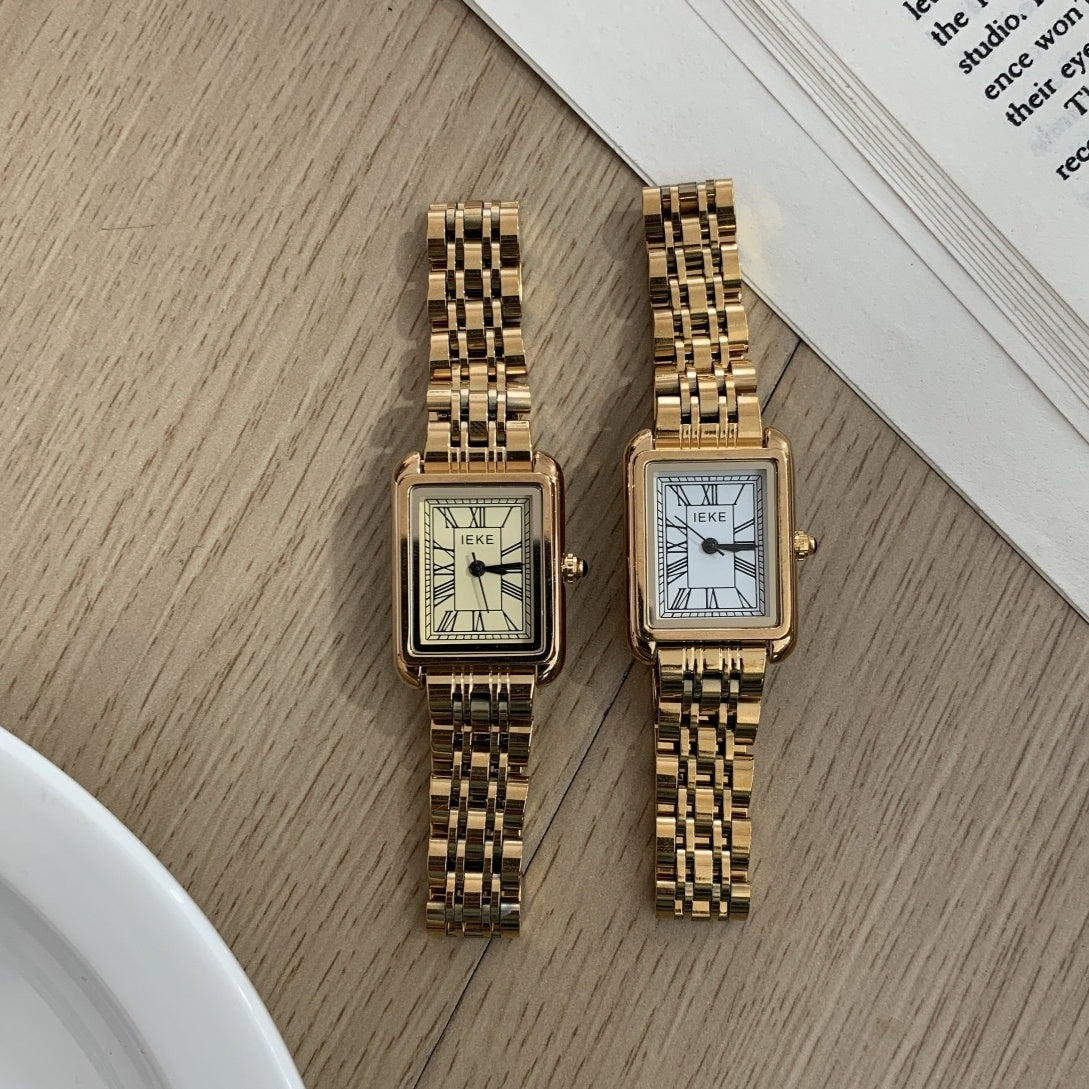Luxury Square Gold Roman Numeral Watch