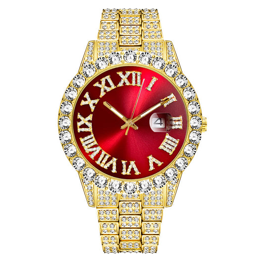 Men’s Gold Watch with Roman Numerals Waterproof 