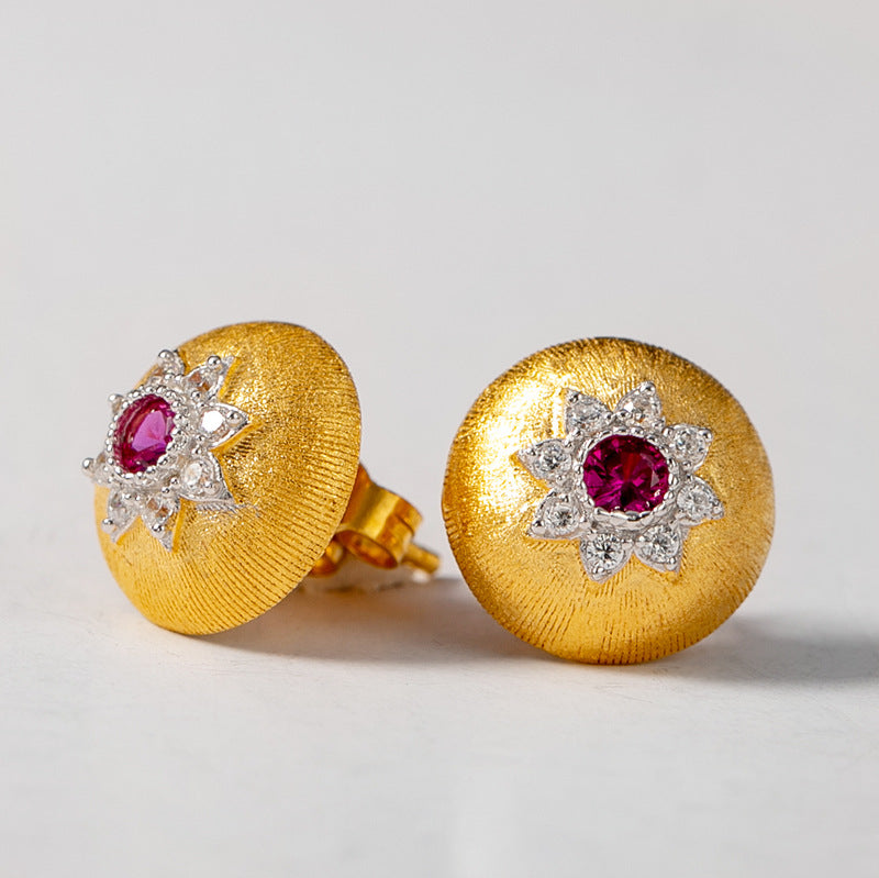 Two-tone Gold-plated Zircon Inlaid Earrings For Women