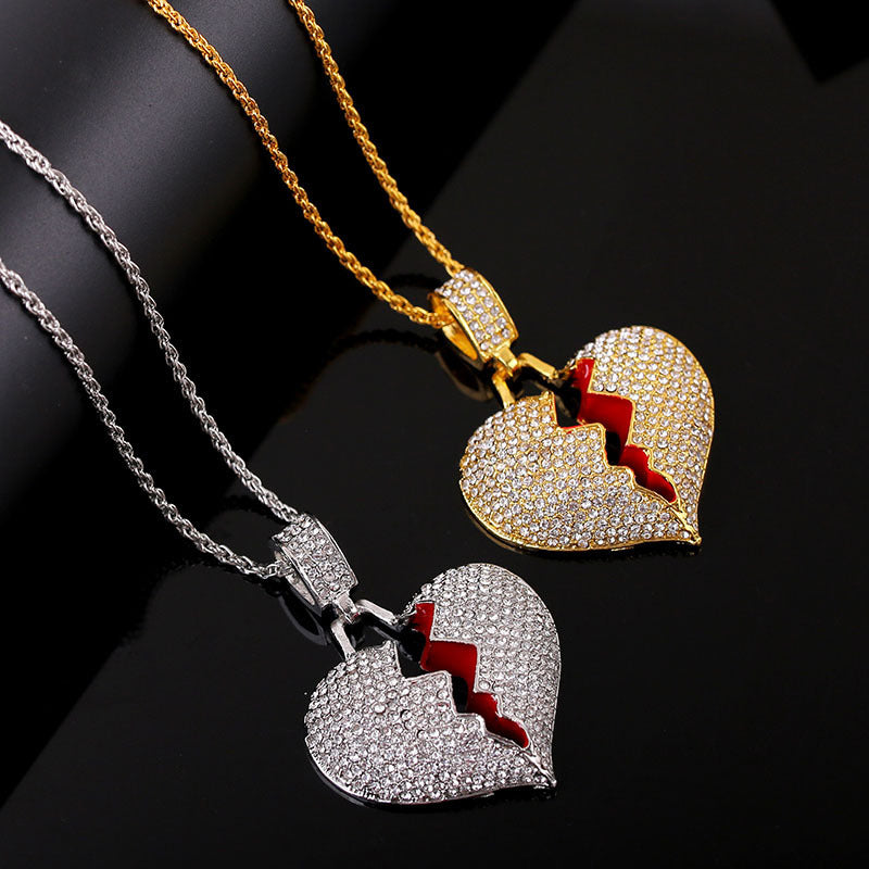 Big Broken Heart Pendant Necklace