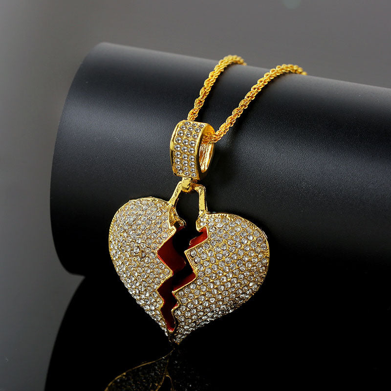 Big Broken Heart Pendant Necklace