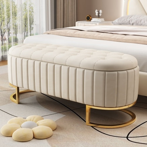 Velvet Storage Footstool