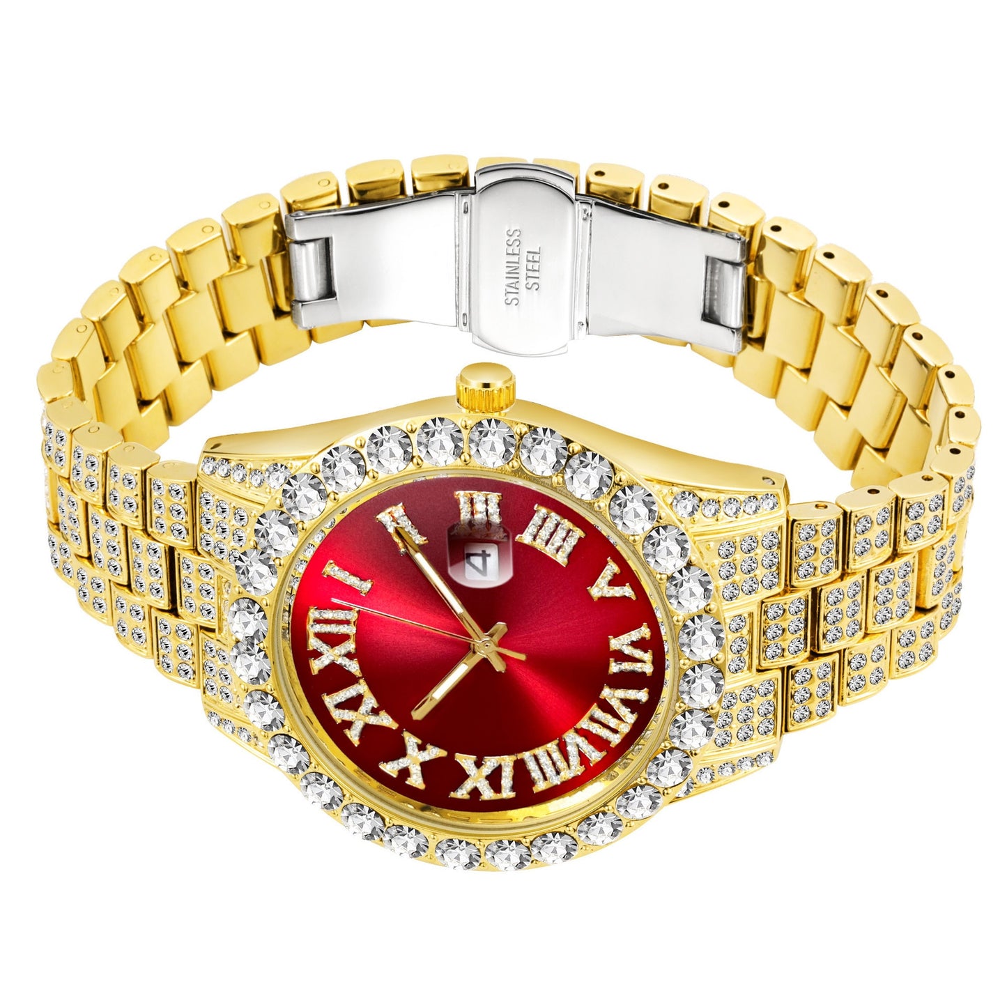 Men’s Gold Watch with Roman Numerals Waterproof 