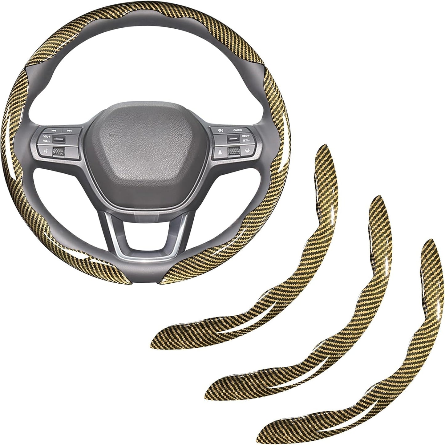 Carbon Fiber 3-Piece Steering Wheel Cover