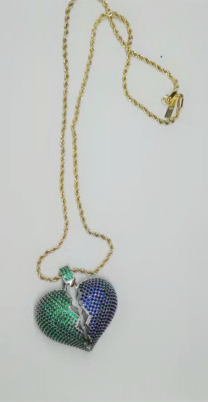 Big Broken Heart Pendant Necklace