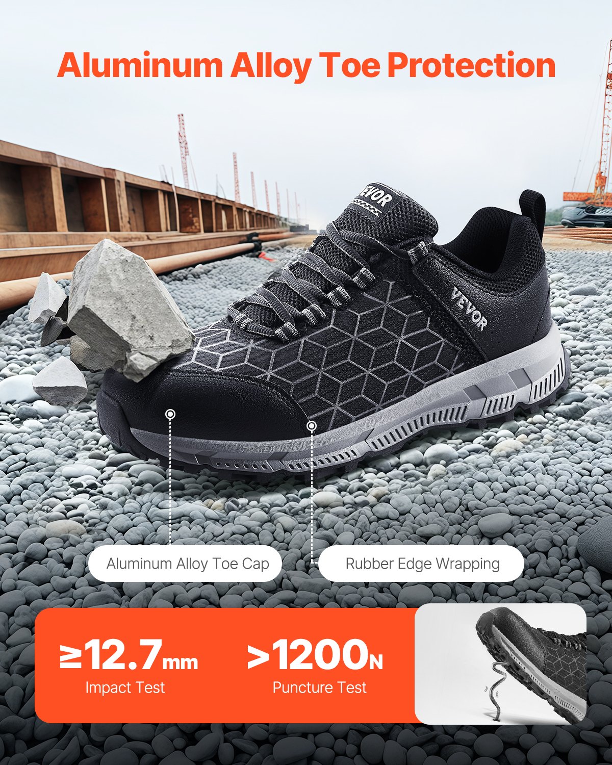 Steel Toe Shoes For Men, US Size 11 Wide, Men’s Cushion Sport Safety Toe Athletic Work Shoe, Indestructible Safety Sneakers Lightweight,Breathable Industry Construction Work Shoes, Black