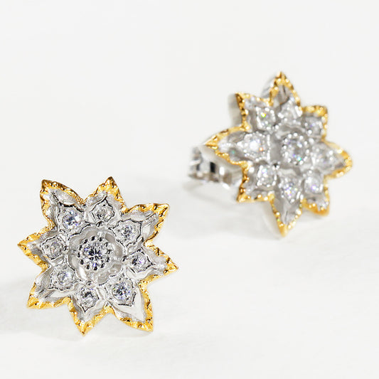 Two-tone Gold-plated Zircon Inlaid Earrings For Women