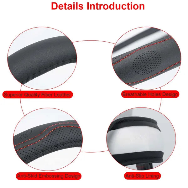 Universal Leather Steering Wheel Cover 14.515 Inch