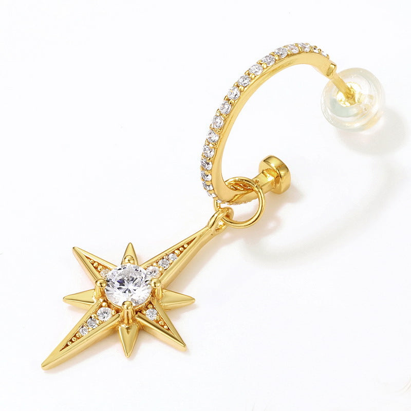 Asymmetric Star Sun Zircon Earrings for Women