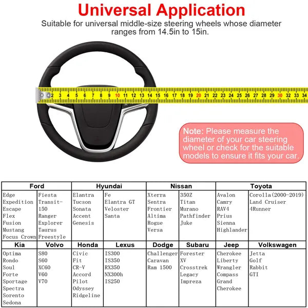 Universal Leather Steering Wheel Cover 14.515 Inch