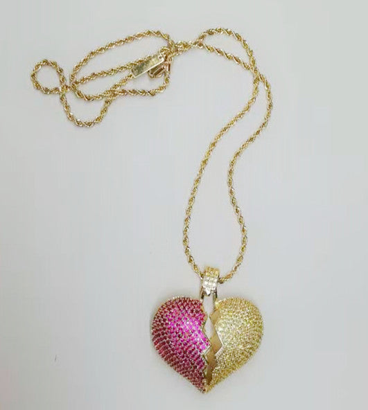 Big Broken Heart Pendant Necklace