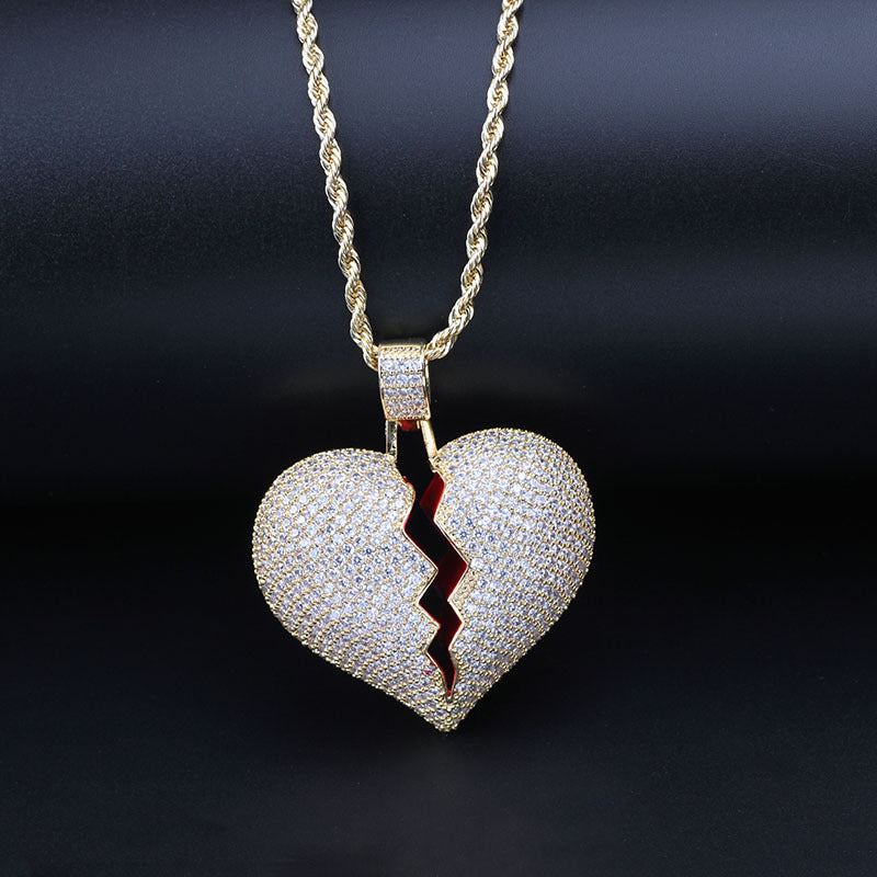 Big Broken Heart Pendant Necklace