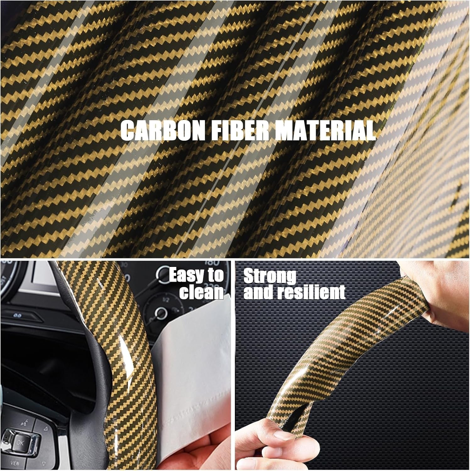 Carbon Fiber 3-Piece Steering Wheel Cover