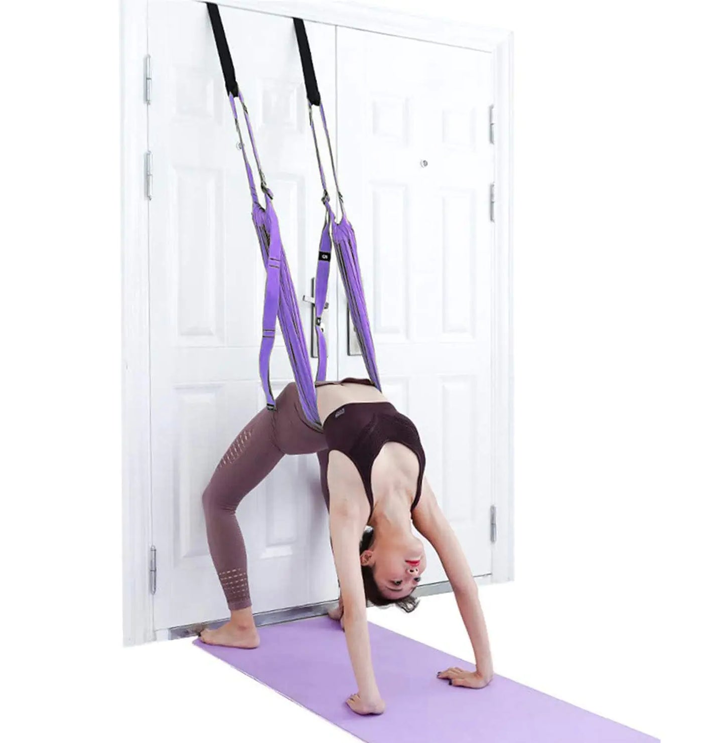 Yoga Fitness Stretching Strap Adjustable Leg Stretcher Back Bend Assist Trainer Improve Leg Waist Back Flexibility Home Gym Equipment for Rehab Pilates Ballet Cheerleading Splits Gymnastics (purple)