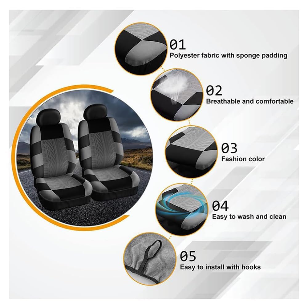 5 Piece Full Set Car Seat Covers Universal Fit For Cars Trucks & SUVs Non-Slip Soft & Warm Automotive Seat Covers & Accessories Blue
