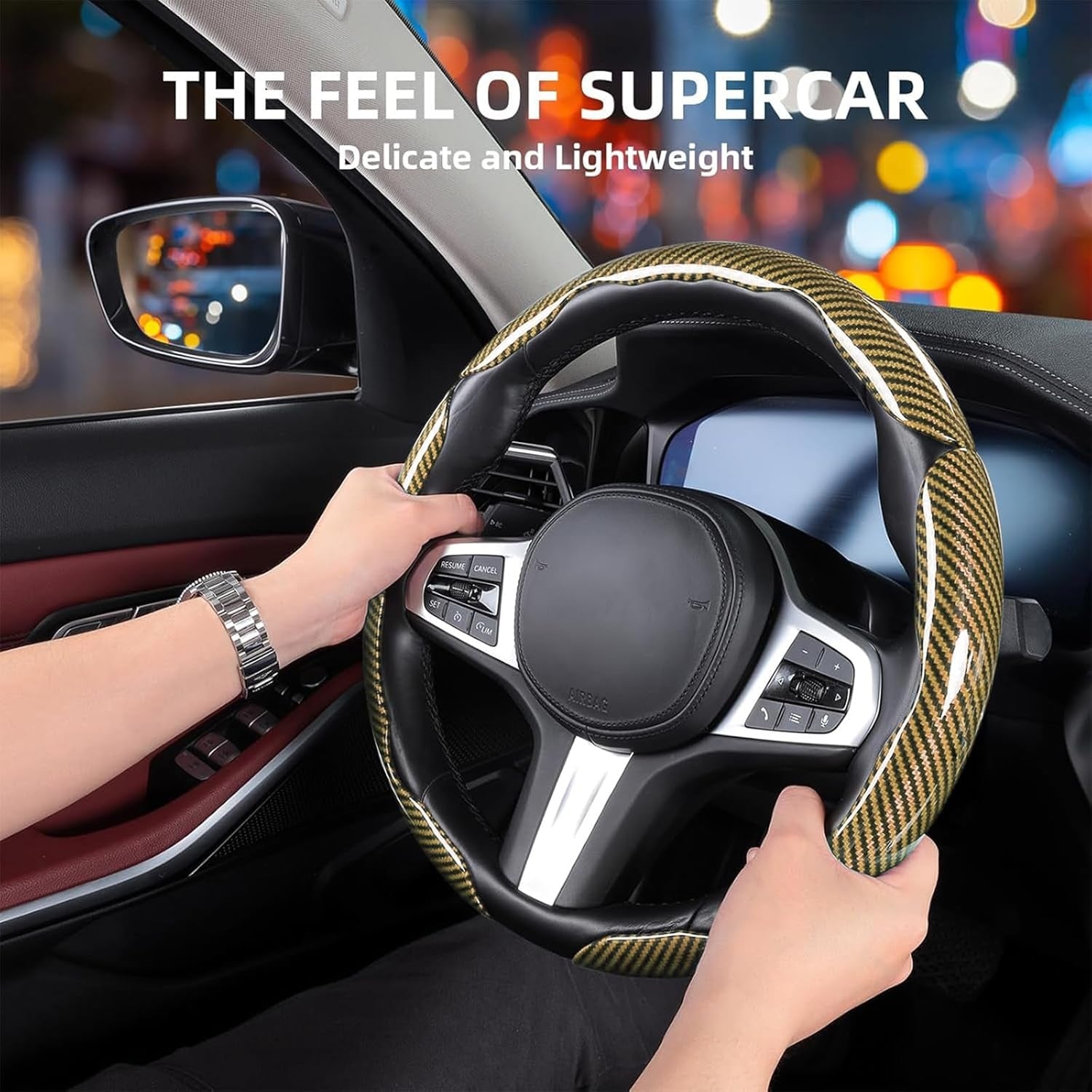 Carbon Fiber 3-Piece Steering Wheel Cover
