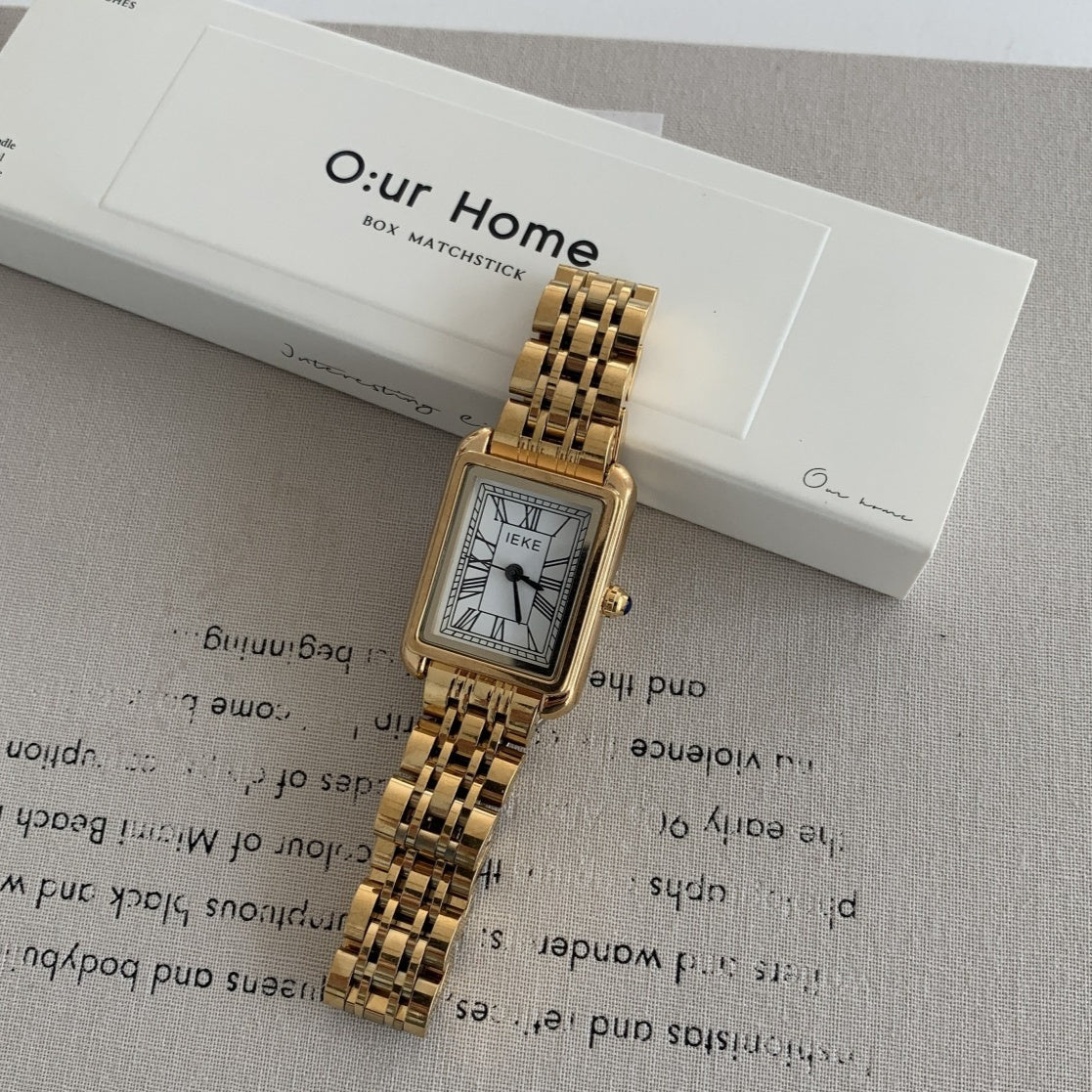 Luxury Square Gold Roman Numeral Watch