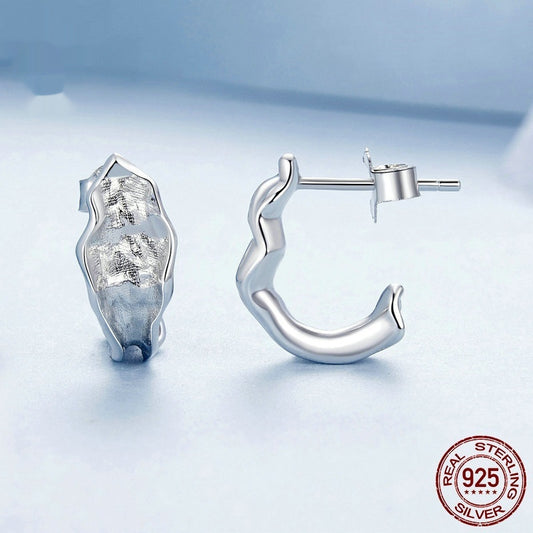 Luxury Irregular White Gold Earrings for Women