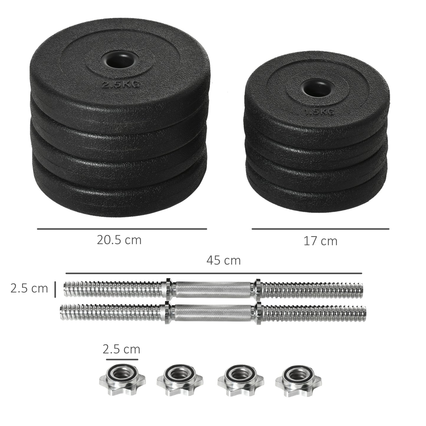 20KG Adjustable Weights Dumbbells Set, Dumbbell Hand Weights For Home Office Gym Body Fitness Lifting Training, Black