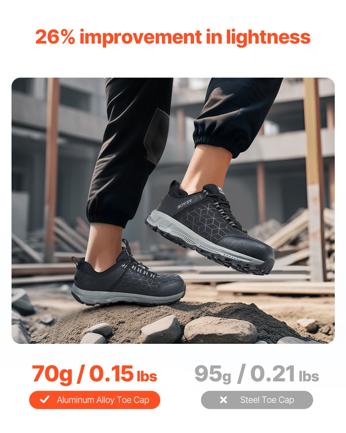 Steel Toe Shoes For Men, US Size 11 Wide, Men’s Cushion Sport Safety Toe Athletic Work Shoe, Indestructible Safety Sneakers Lightweight,Breathable Industry Construction Work Shoes, Black