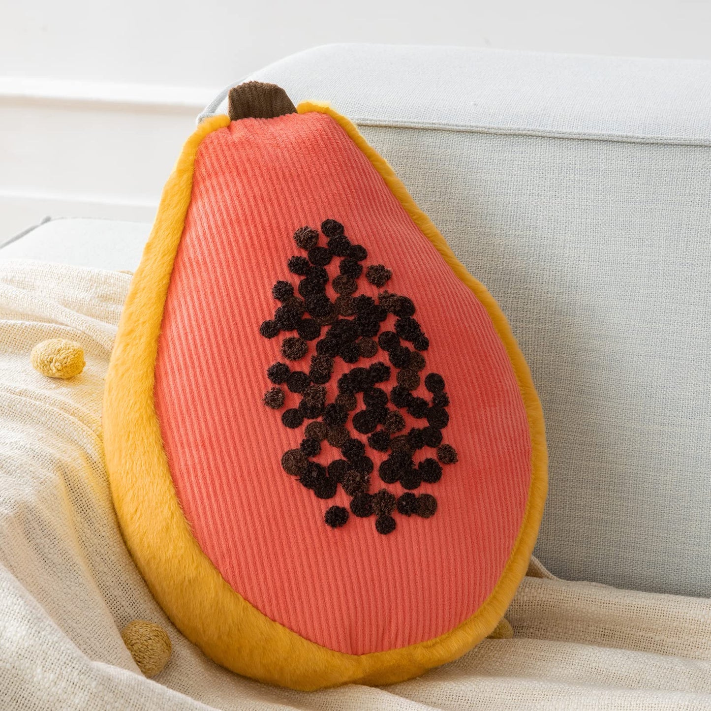 Papaya Fruit Shaped Throw Pillow
