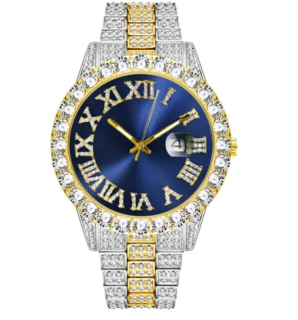 Men’s Gold Watch with Roman Numerals Waterproof 