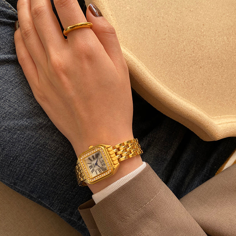 Luxury Elegant Gold Quartz Wristwatch for Men 