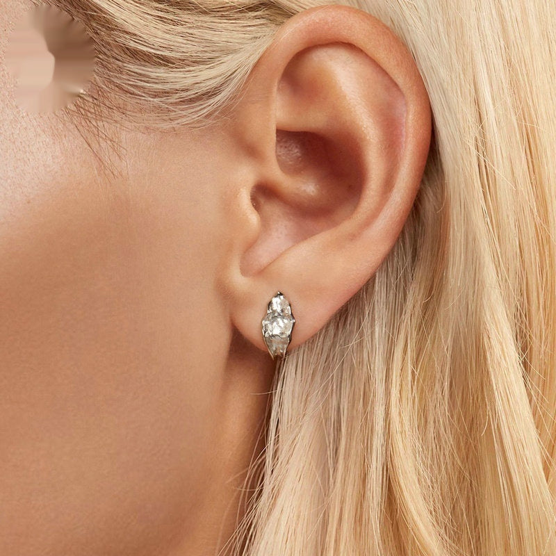 Luxury Irregular White Gold Earrings for Women