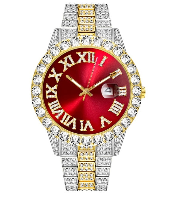 Men’s Gold Watch with Roman Numerals Waterproof  