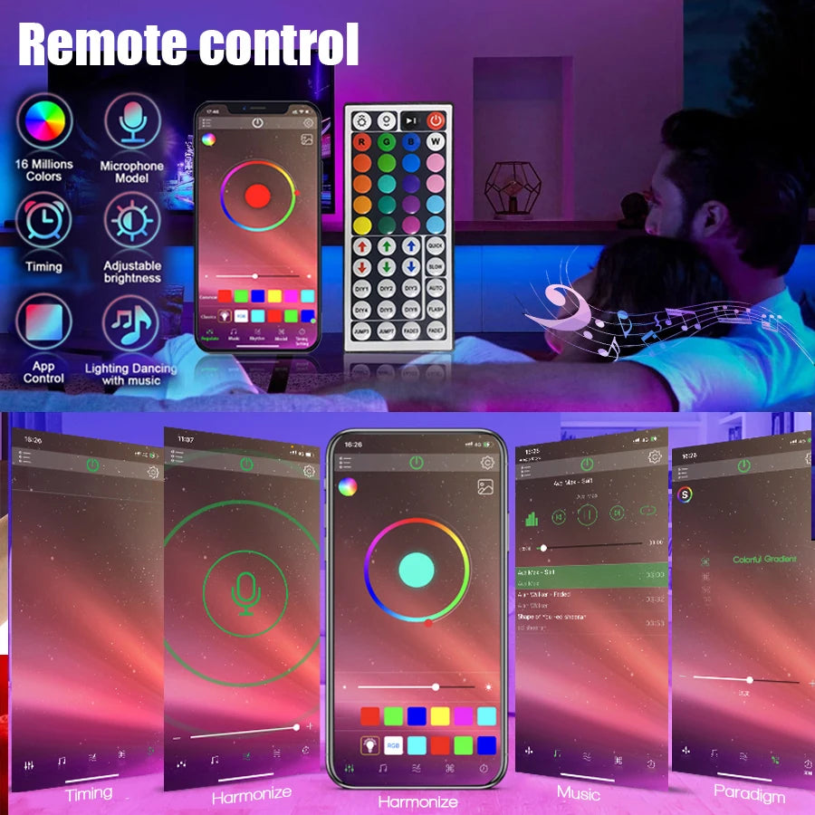 LED Strip Lights with Remote & App Control