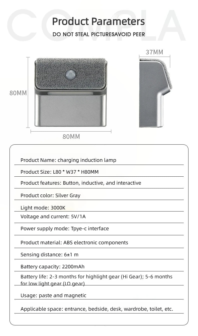 Motion Sensor Wall Light Rechargeable
