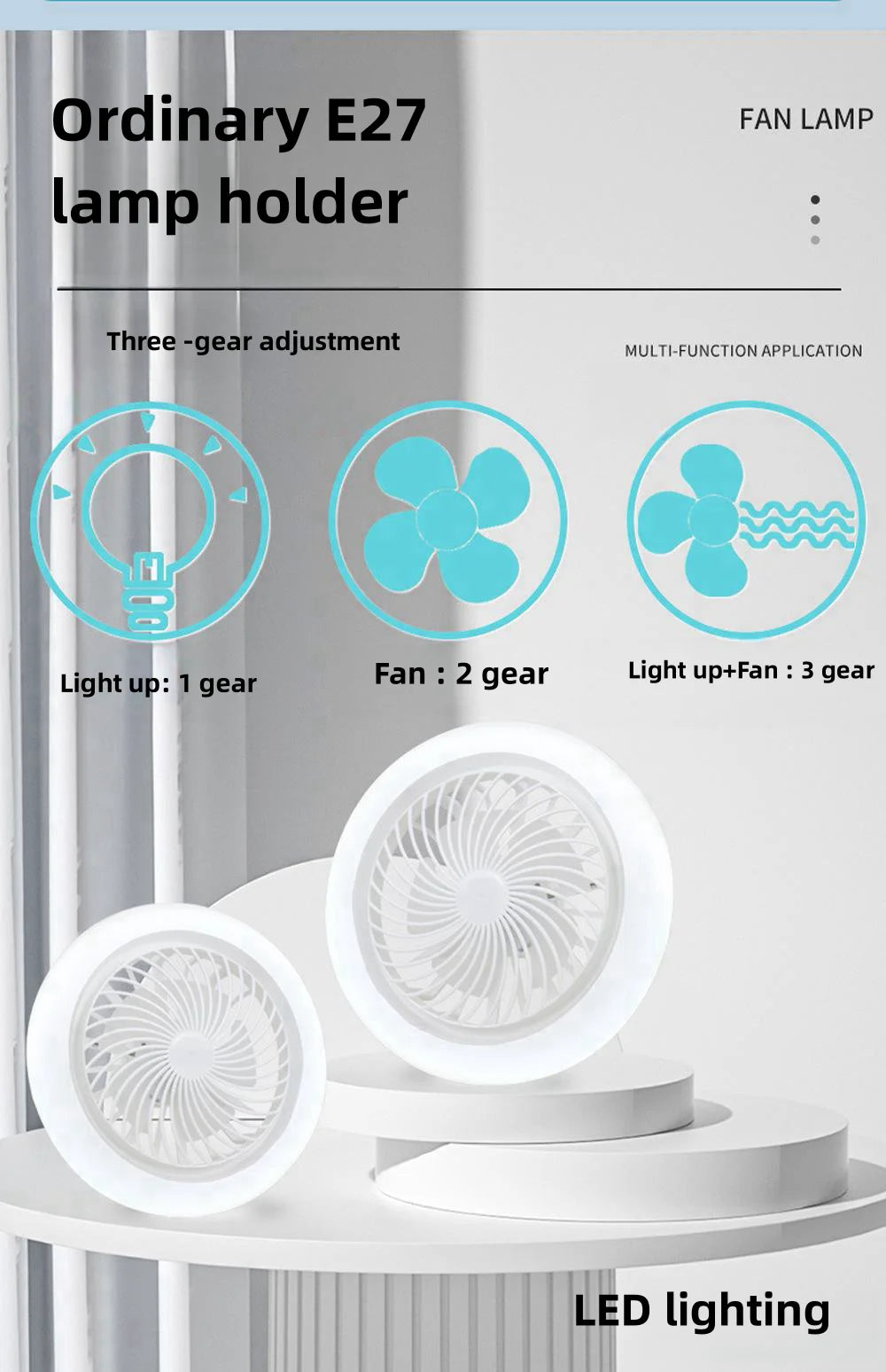 3-in-1 Ceiling Fan with Light and Remote