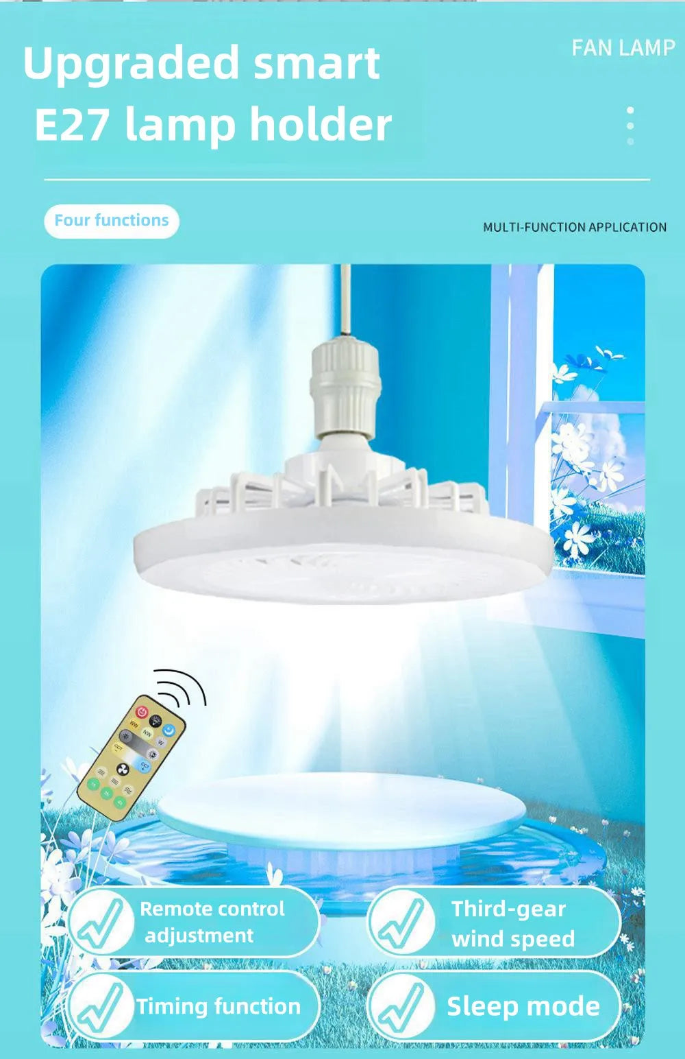 3-in-1 Ceiling Fan with Light and Remote