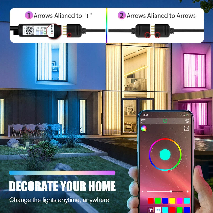 LED Strip Lights with Remote & App Control