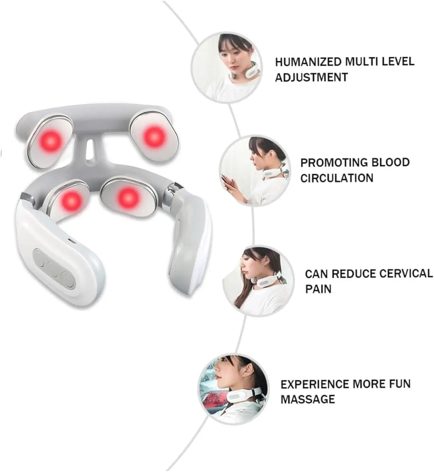 Smart U-Shaped Electronic Pulse Massager for Neck & Shoulder EMS TENS features with multi-level adjustment and pain reduction.