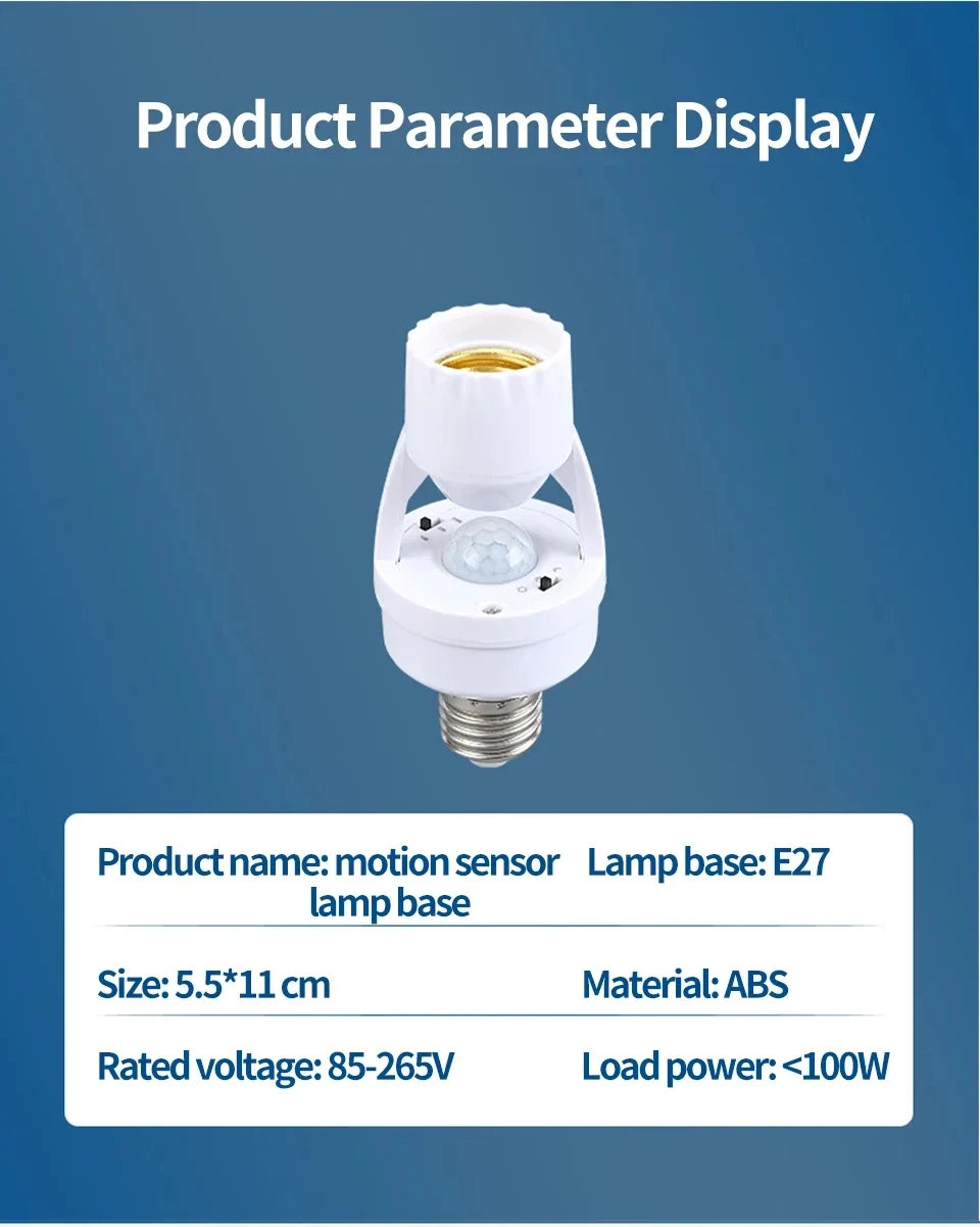 Motion Sensor Light Bulb Holder E27