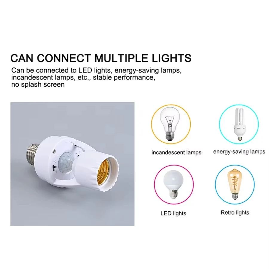 Motion Sensor Light Bulb Holder E27