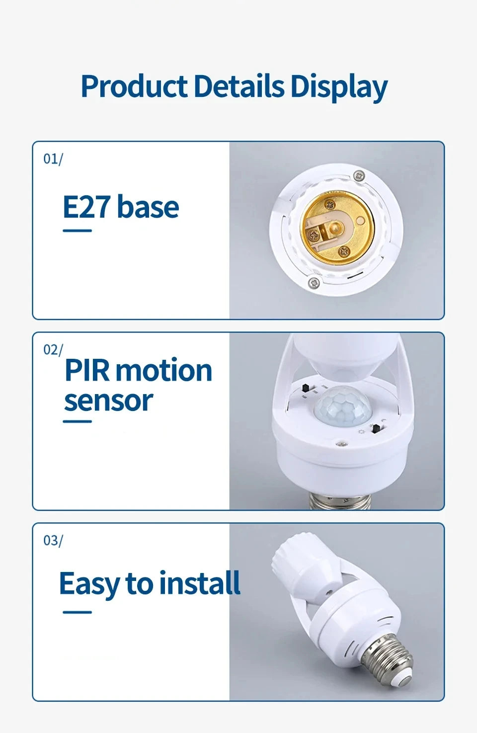 Motion Sensor Light Bulb Holder E27