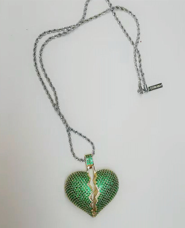 Big Broken Heart Pendant Necklace