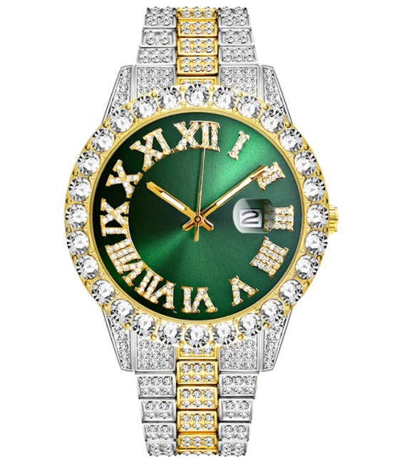 Men’s Gold Watch with Roman Numerals Waterproof 