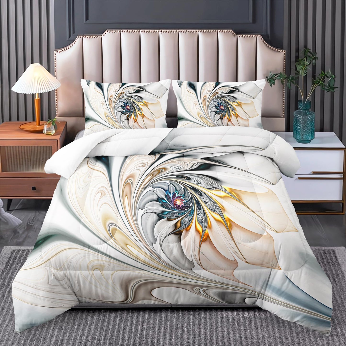 Black White Gold Marble Bedding Set Twin