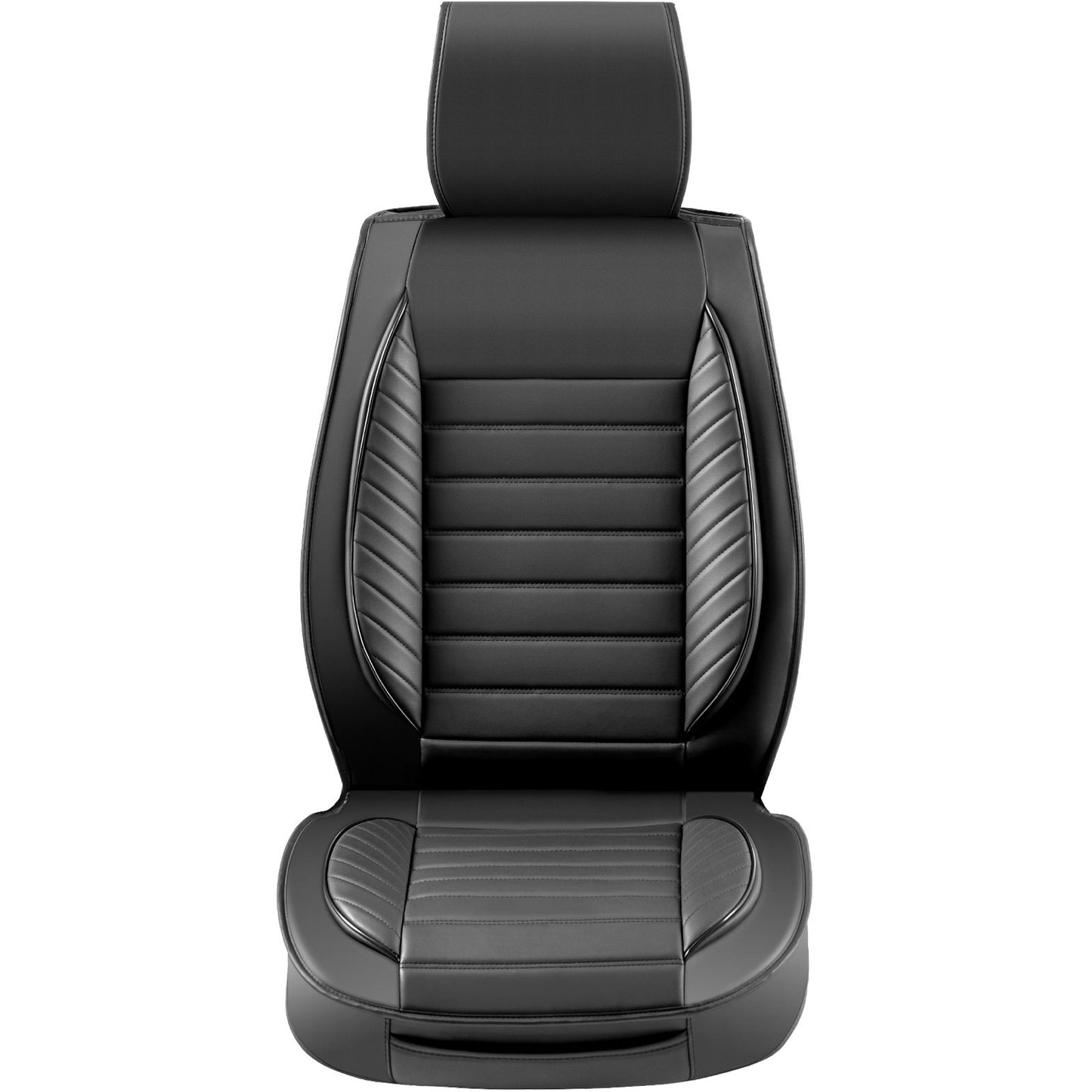 Seat Covers, Universal Car Seat Covers Front Seats, 2pcs Faux Leather Seat Cover, Semi-enclosed Design, Detachable Headrest And Airbag Compatible, For Most Cars SUVs And Trucks Black