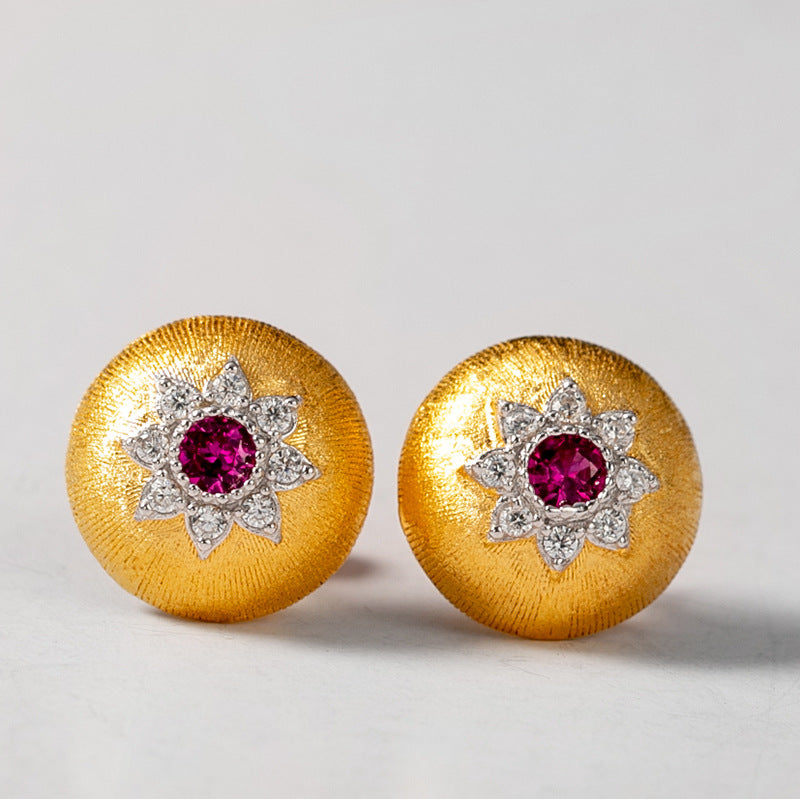 Two-tone Gold-plated Zircon Inlaid Earrings For Women
