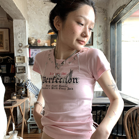 Women's Short Sleeve Printed Statement Top