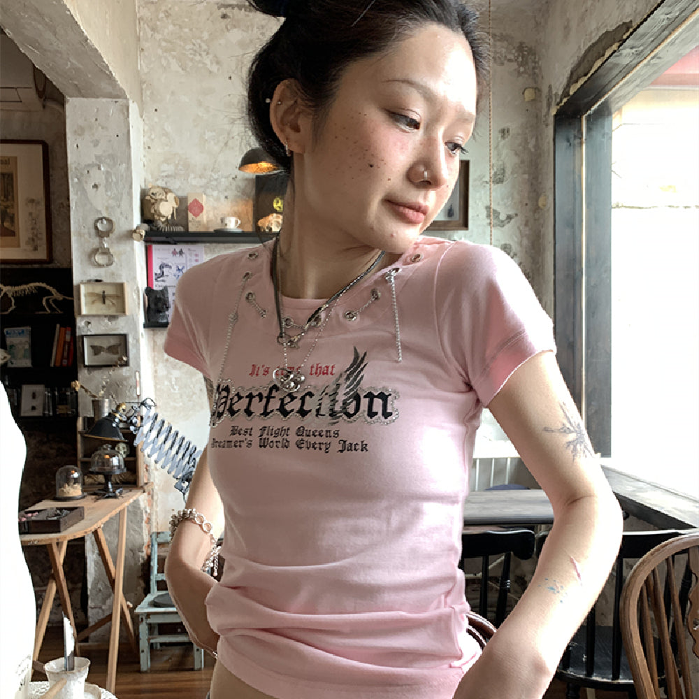 Women's Short Sleeve Printed Statement Top
