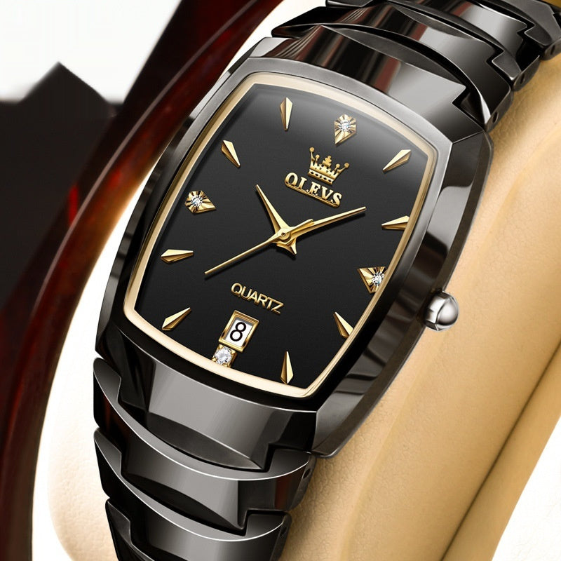 Gold Quartz Tungsten Steel Watch for Men