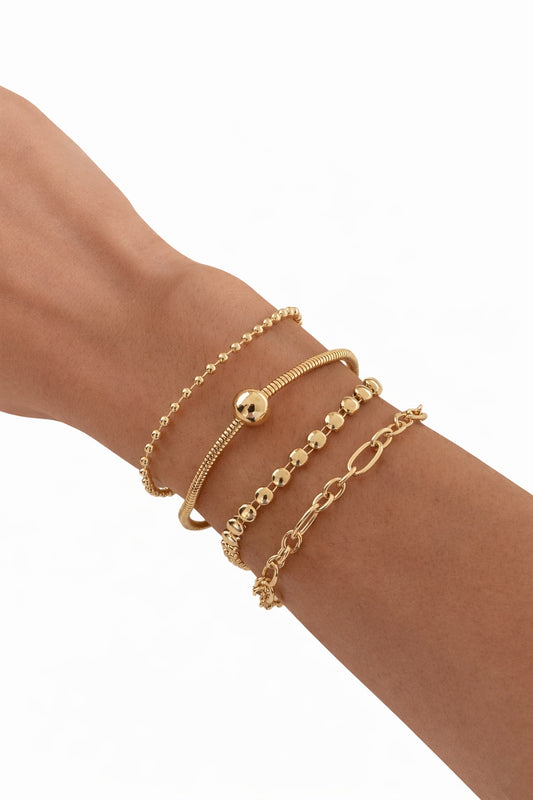 Sport Layered Bracelet Set Adjustable Four Piece Stackable Casual Street Style Fashion Jewelry Gift For Her